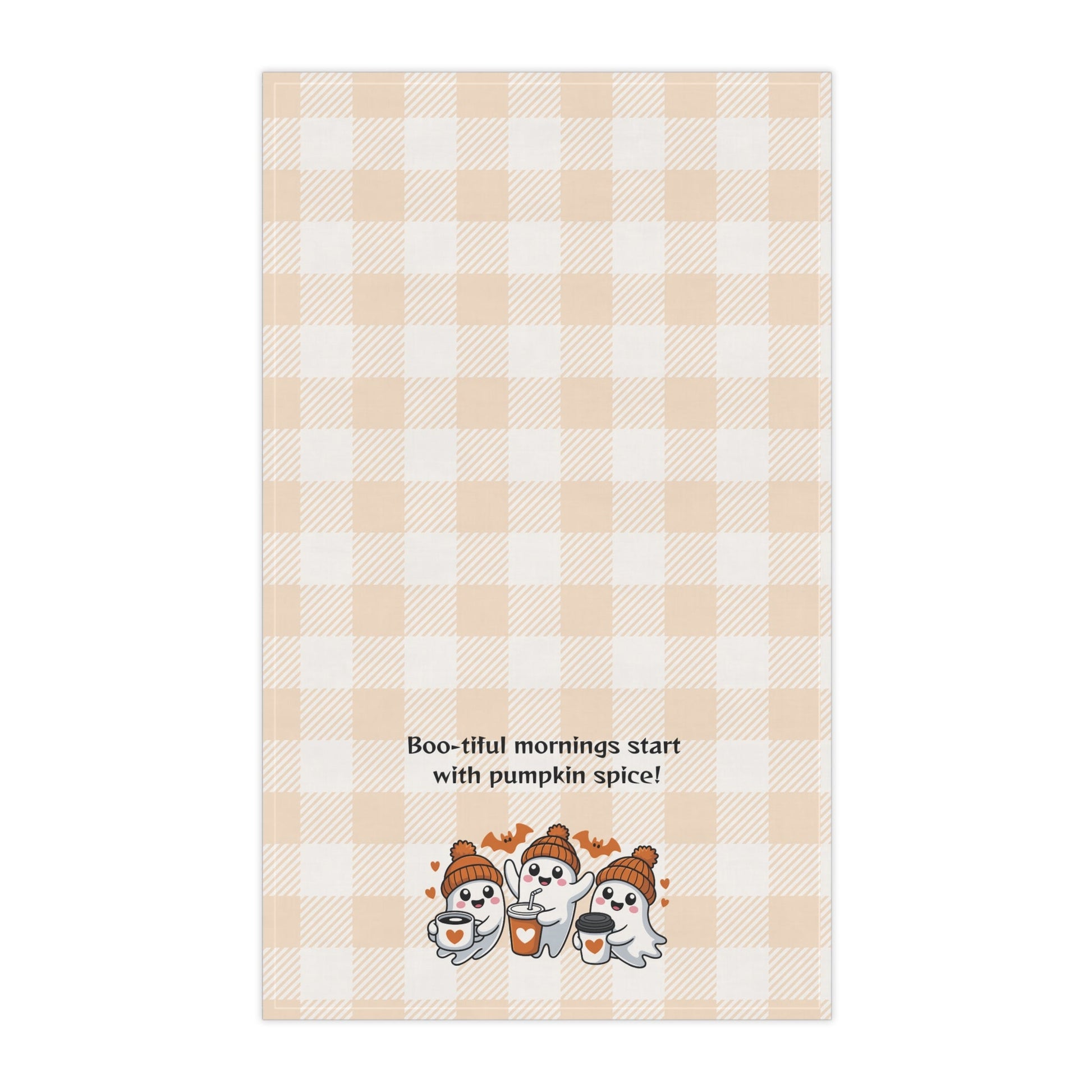 Cozy Fall Tea Towels | "Boo-tiful Mornings with Pumpkin Spice" | Perfect for Autumn, Halloween, Kitchen Decor, Gift Idea