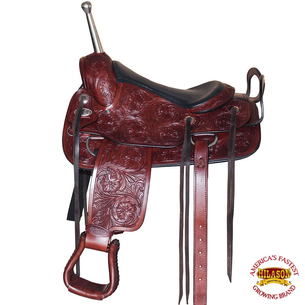 Hilason Custom Designed Rare Western Trick Riding Saddle Mahogany