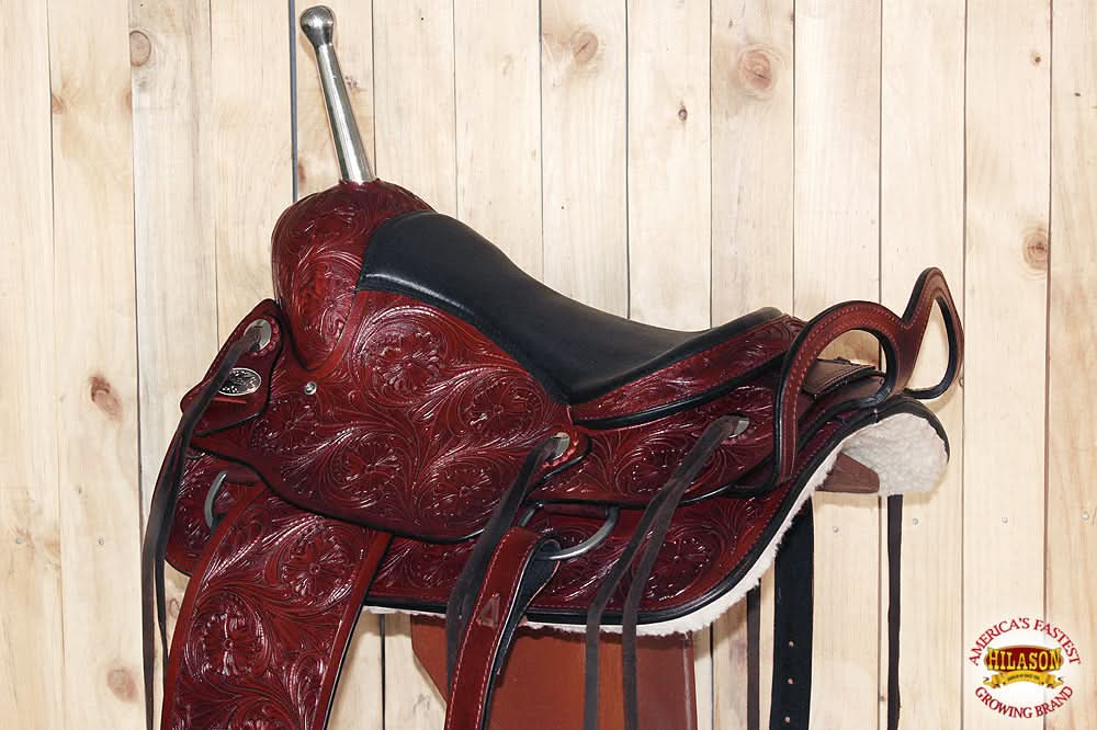 Hilason Custom Designed Rare Western Trick Riding Saddle Mahogany