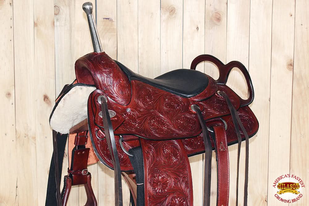Hilason Custom Designed Rare Western Trick Riding Saddle Mahogany