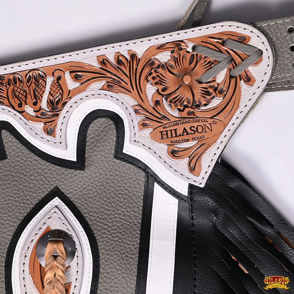 Hilason Handmade Genuine Leather Chaps Adult Handtooled Rodeo Bull Riding