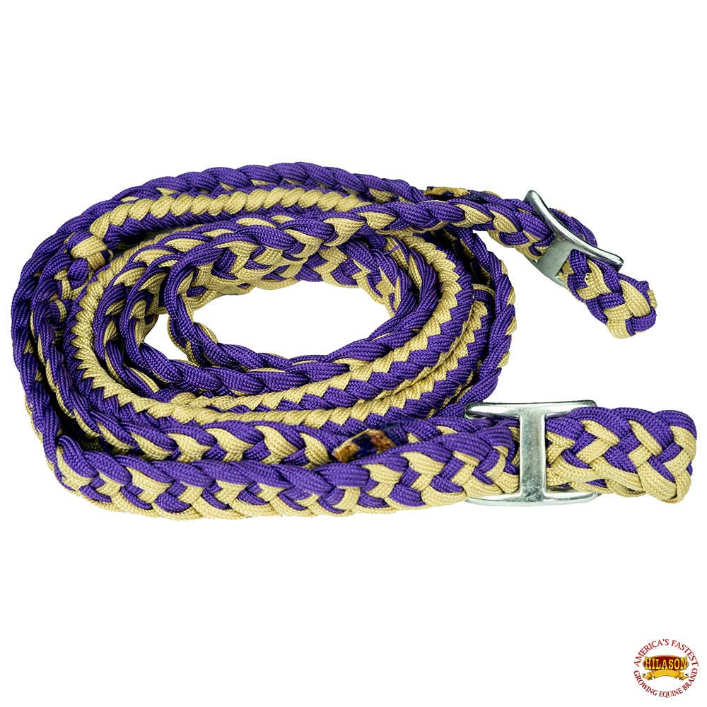 1" 8Ft Braided Poly Barrel Rein Horse Racing Flat Grip Knots