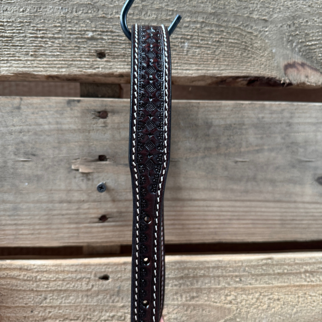 Hot Pink Honeycomb Tooled Lariat & Leather Combo Halter