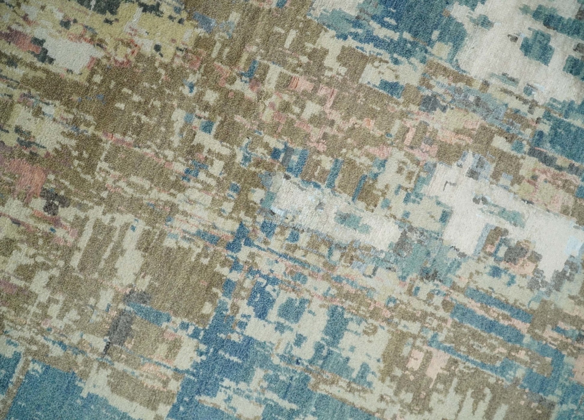 9x12 Fine Hand Knotted Brown Multicolor Modern Abstract Wool Area Rug