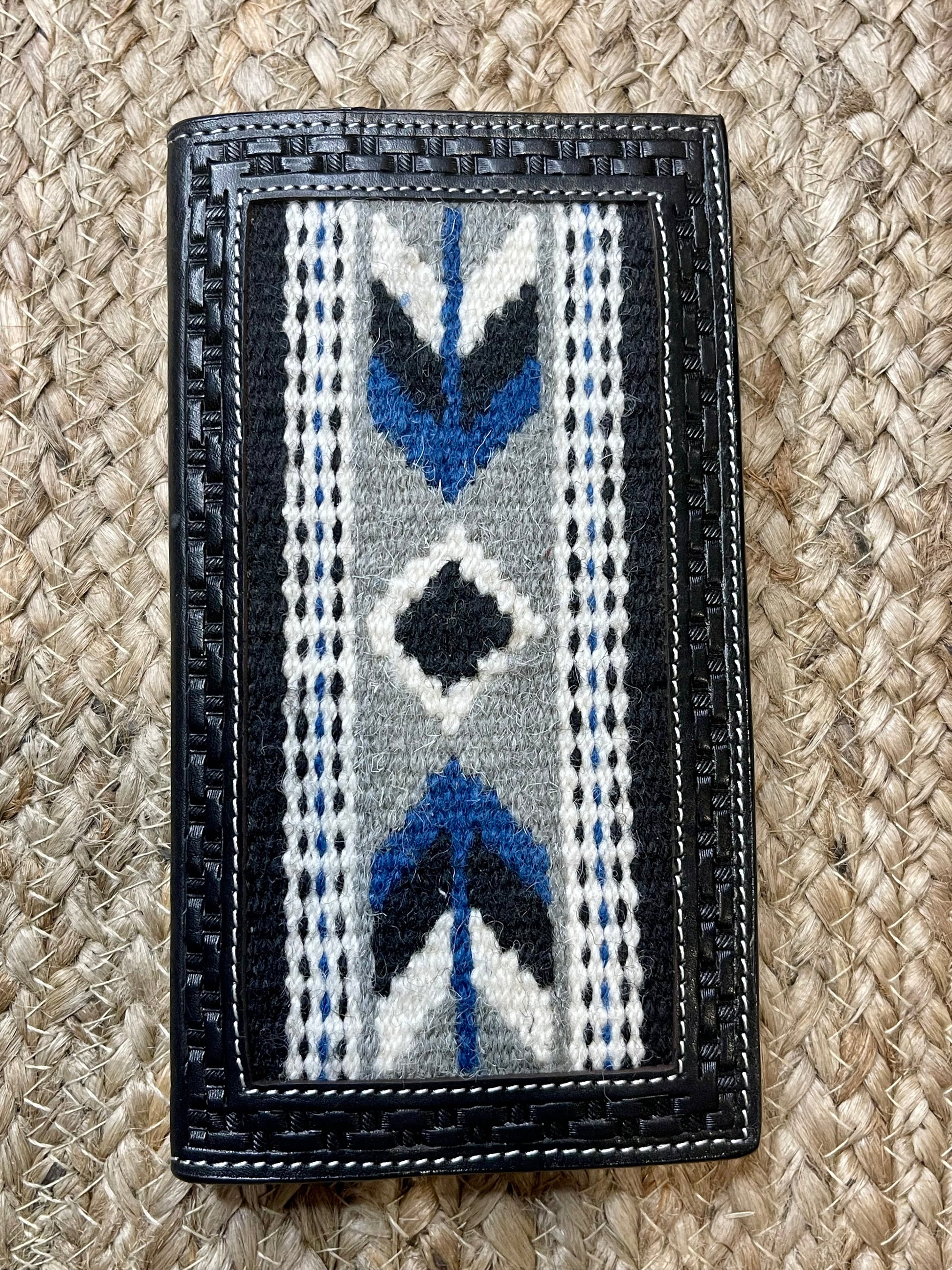 Black Woven Tooled Rodeo Wallet