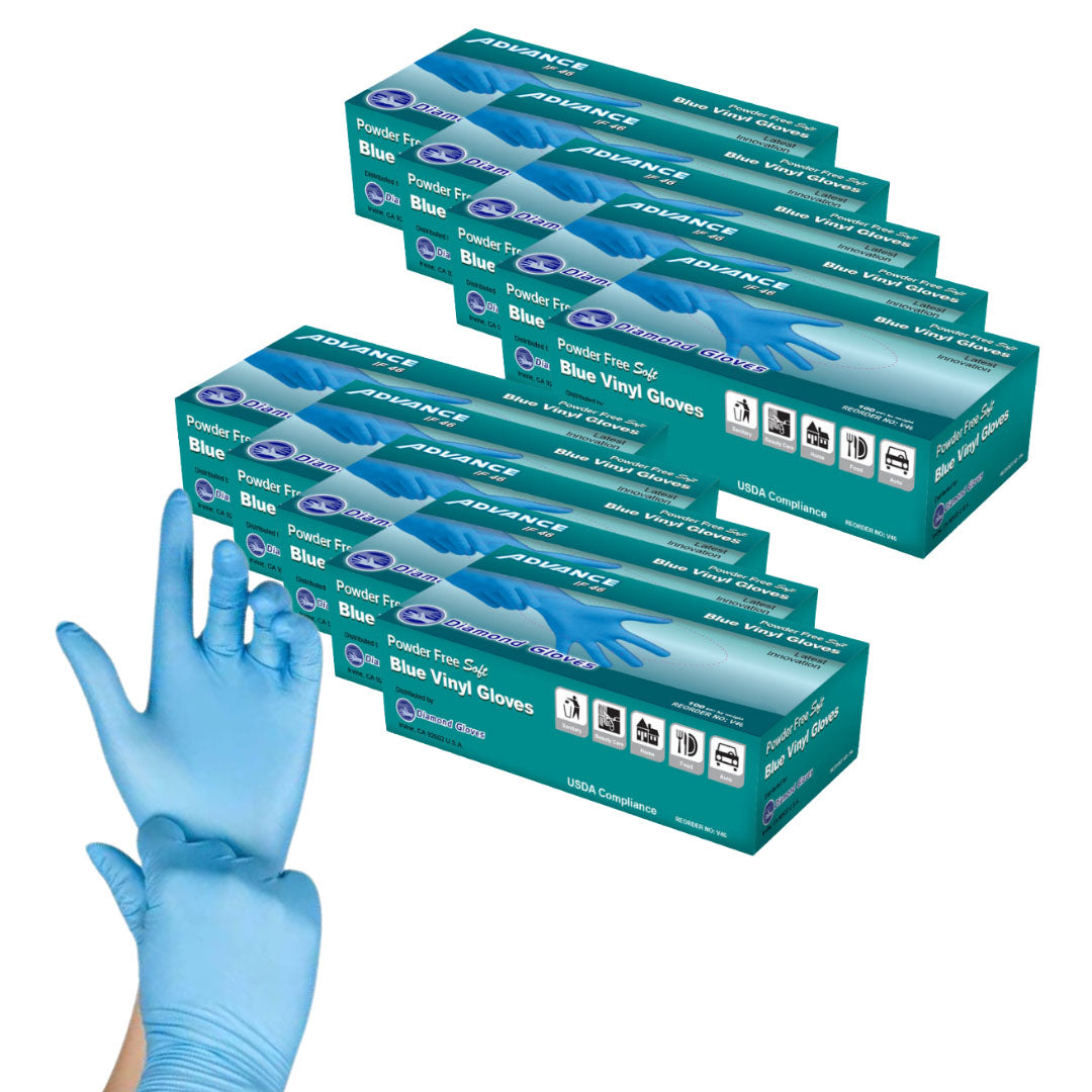 ADVANCE Blue Vinyl Gloves - Powder Free (4 Mil), 1,000 Gloves - BOGO 20% OFF