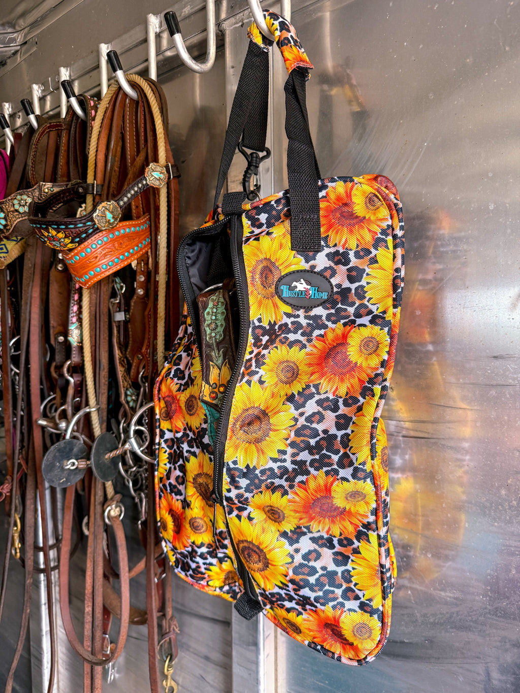 Sunflower on Leopard Luxury Tack Bag