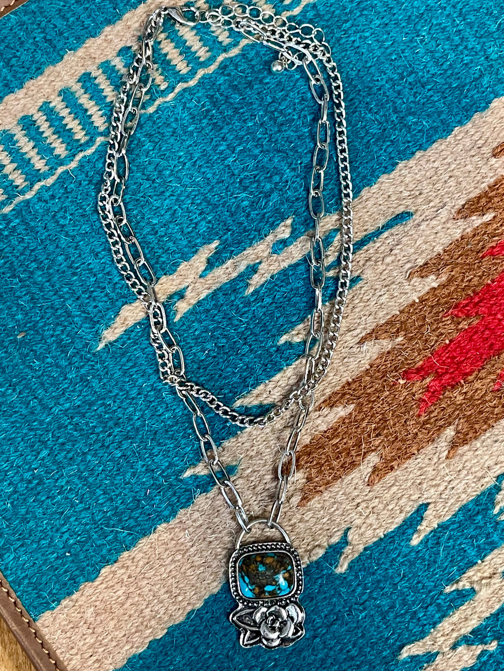 Turquoise Stone Flower Layer Necklace
