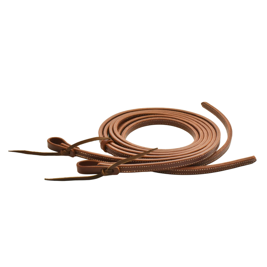 AJ Tack Latigo Leather Double-N-Stitched Split Reins - 5/8in x 7ft 6in