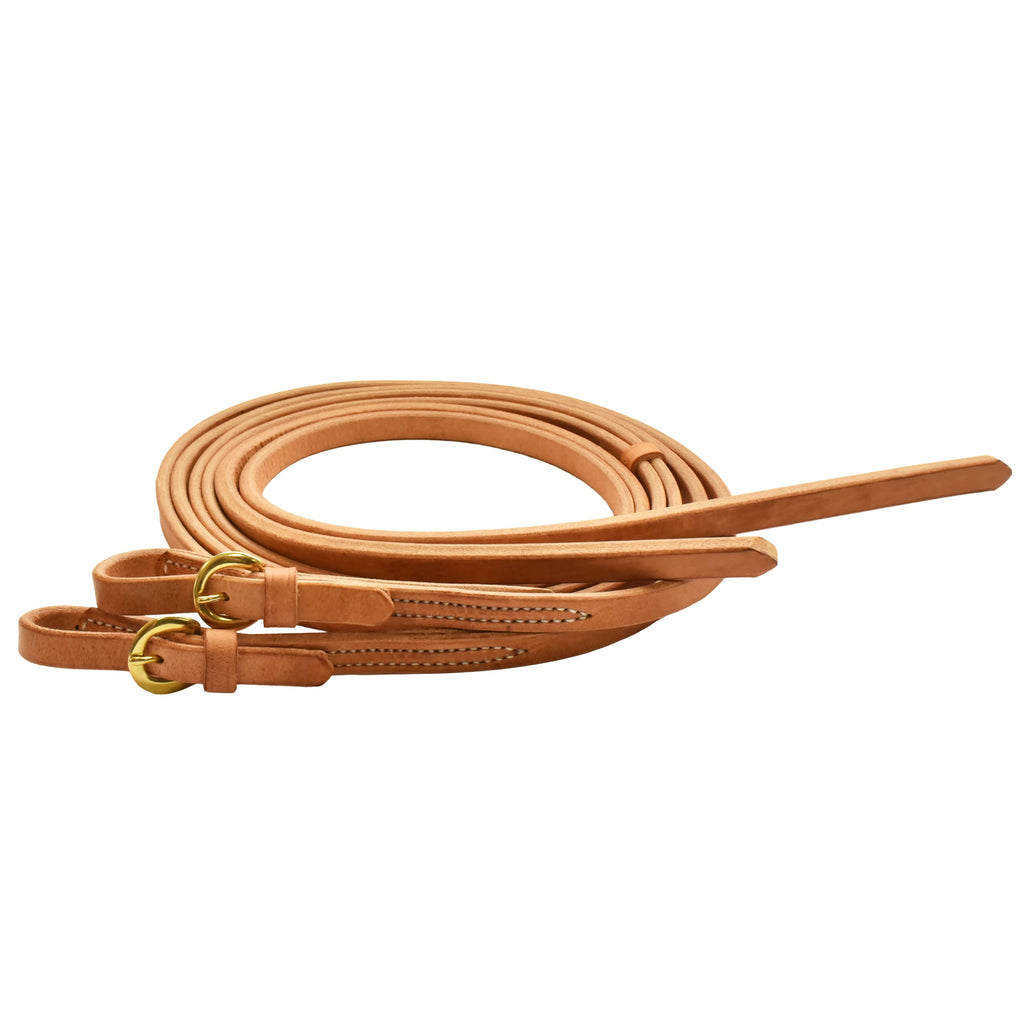 AJ Tack Harness Leather Buckle End Split Reins - 5/8in x 8ft
