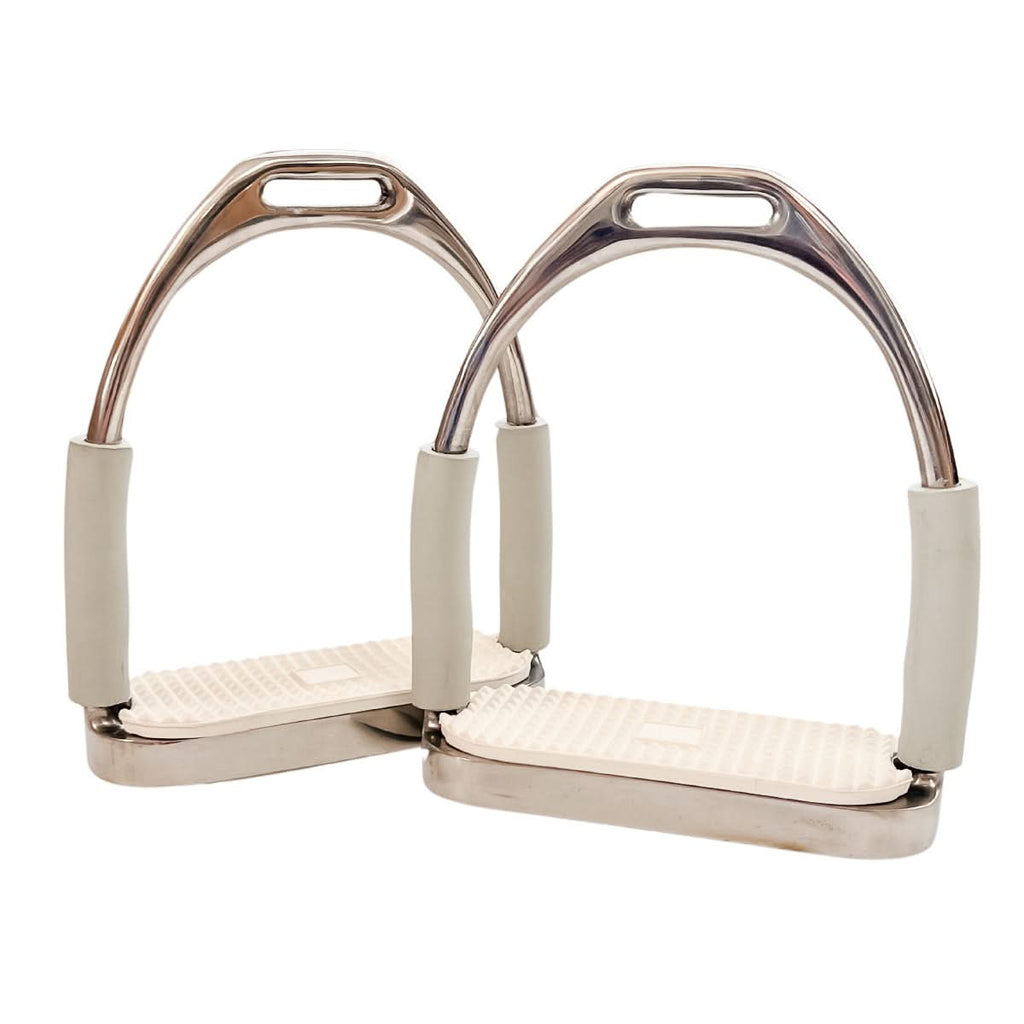 AJ Tack Jointed Flex Stirrup Irons - White