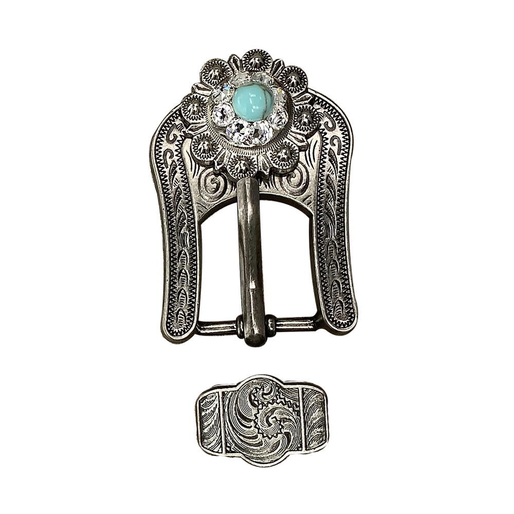 Antique Silver Turquoise, Clear Crystal Conchos - Sizes from 1"- 3" and Buckles