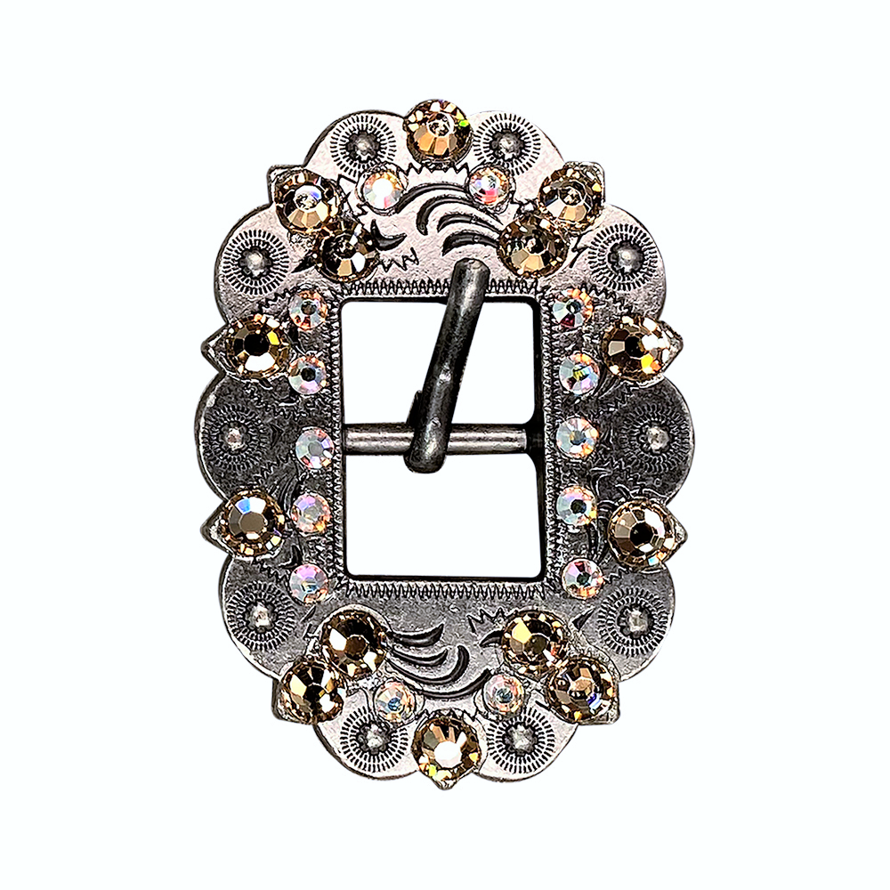 Antique Silver Champagne, AB Crystal Conchos - Sizes from 1"- 3" and Buckles