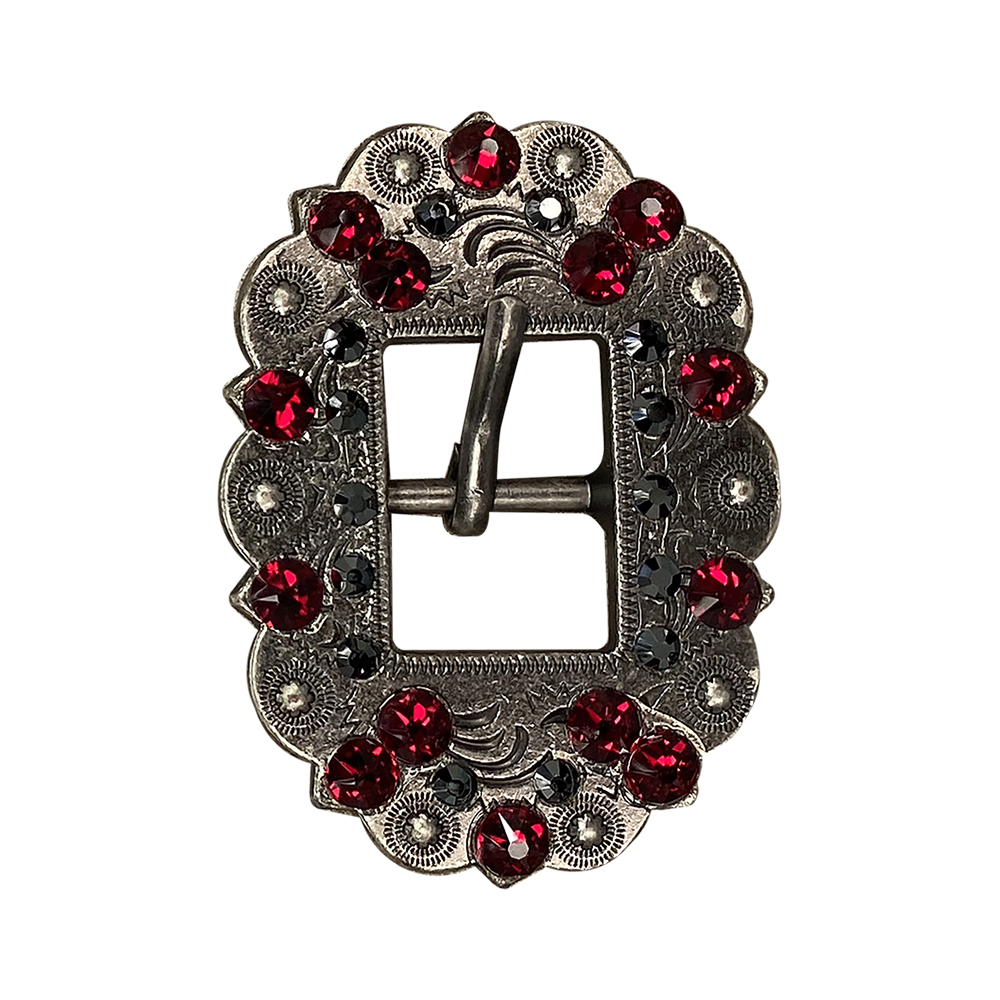 Antique Silver Ruby, Jet Crystal Conchos - Sizes from 1"- 3" and Buckles