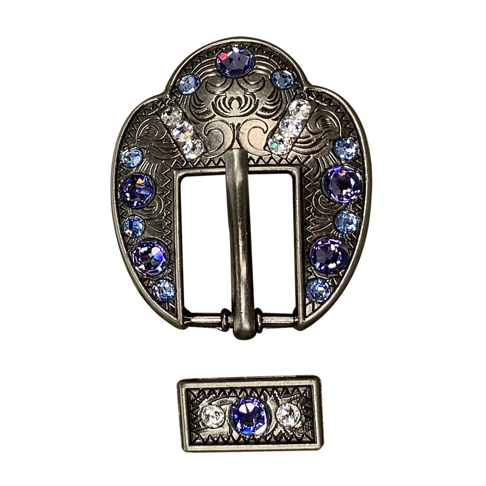 Antique Silver Light Sapphire, Clear, and Lilac Crystal Conchos - Sizes from 1"- 3" and Buckles
