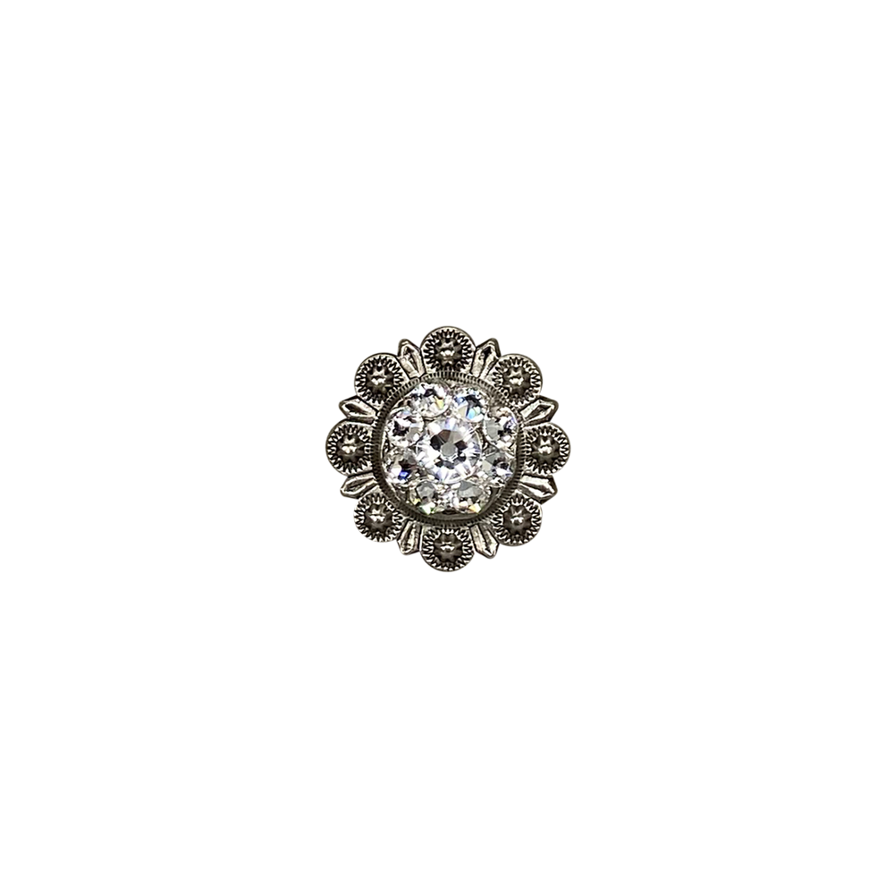 Antique Silver Clear Crystal Conchos - Sizes from 1"- 3" and Buckles