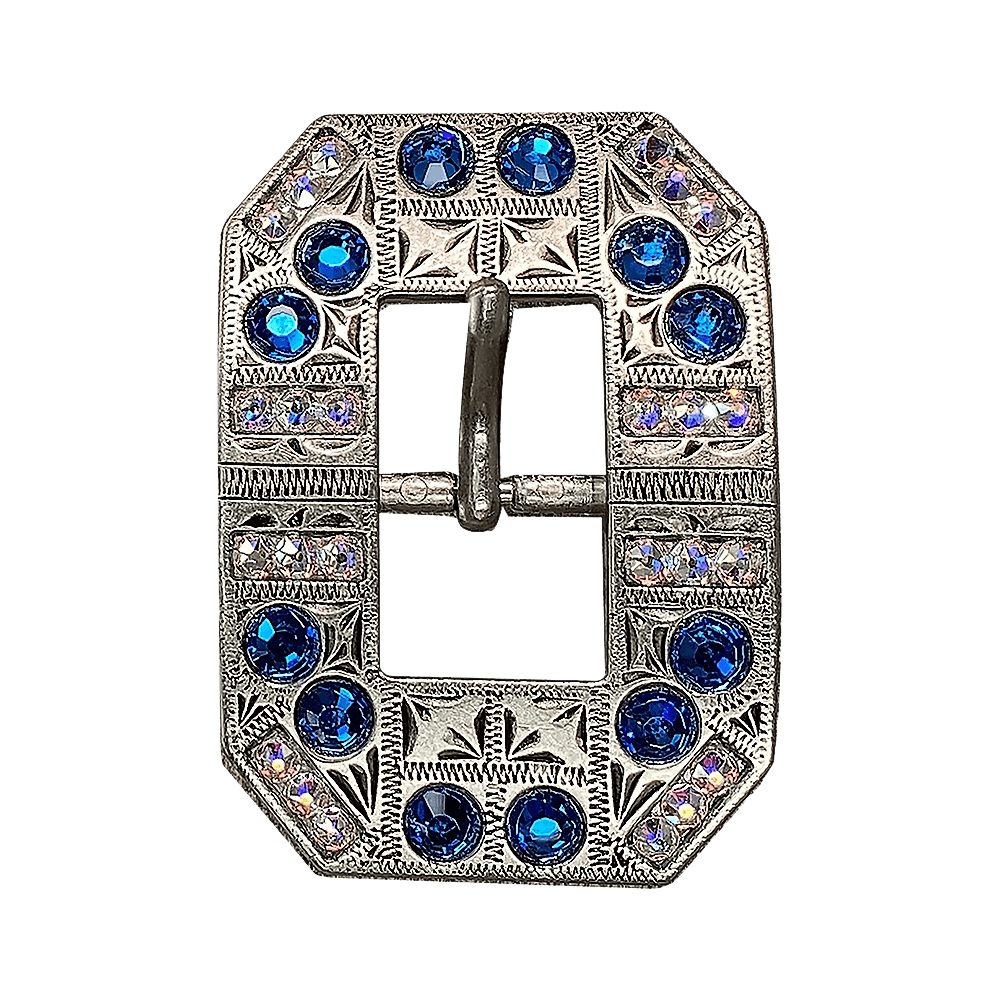 Capri & AB Antique Silver European Crystal Square Cart Buckle