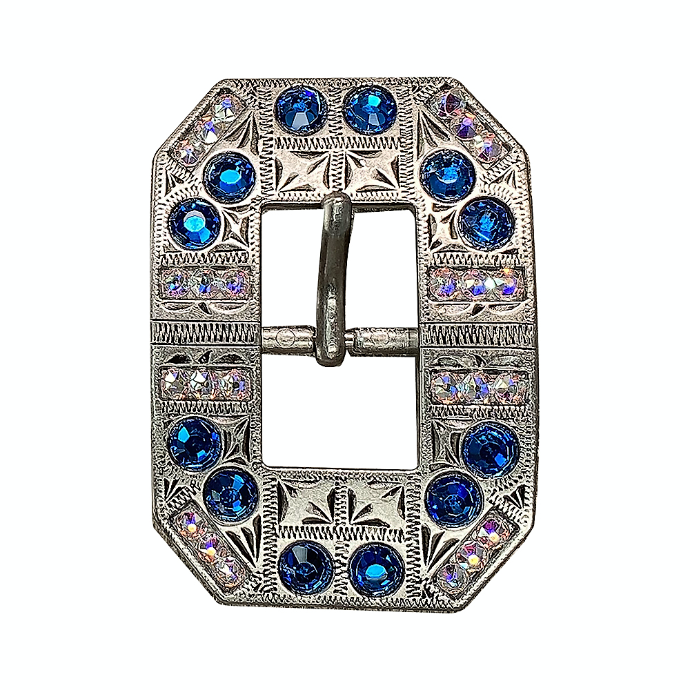 Antique Silver Capri, AB Crystal Conchos - Sizes from 1"- 3" and Buckles