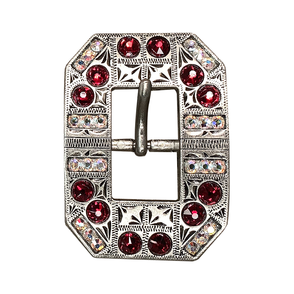 Antique Silver Ruby, AB Crystal Conchos - Sizes from 1"- 3" and Buckles