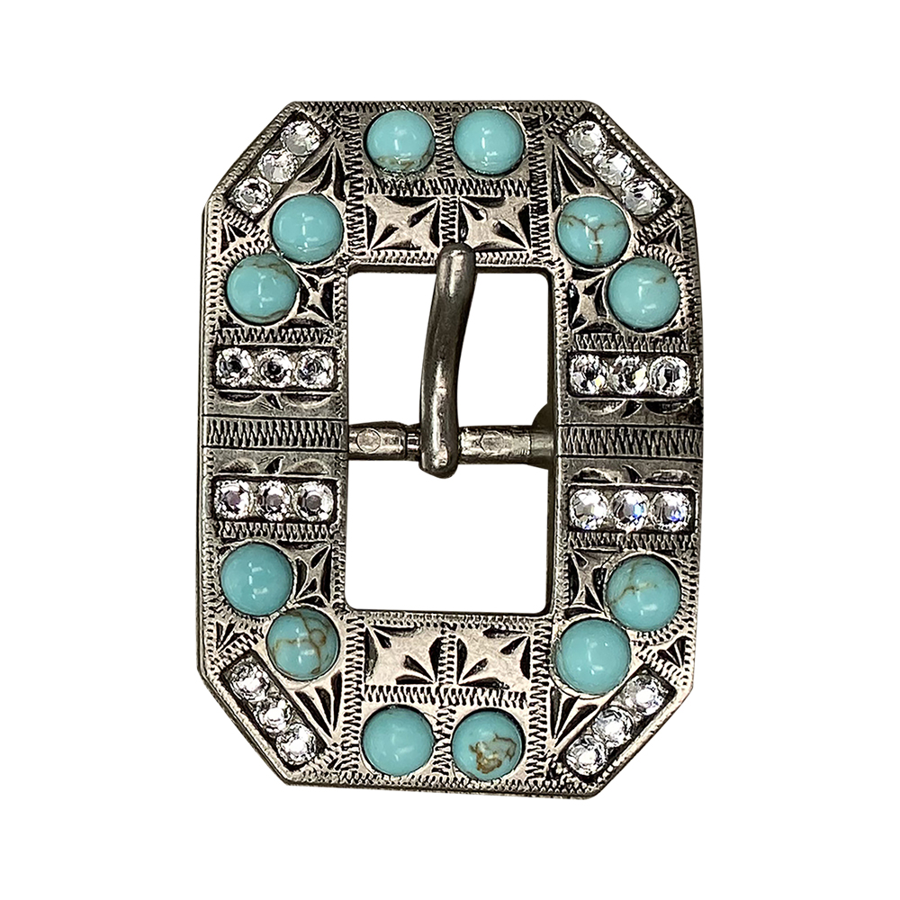 Antique Silver Turquoise, Clear Crystal Conchos - Sizes from 1"- 3" and Buckles