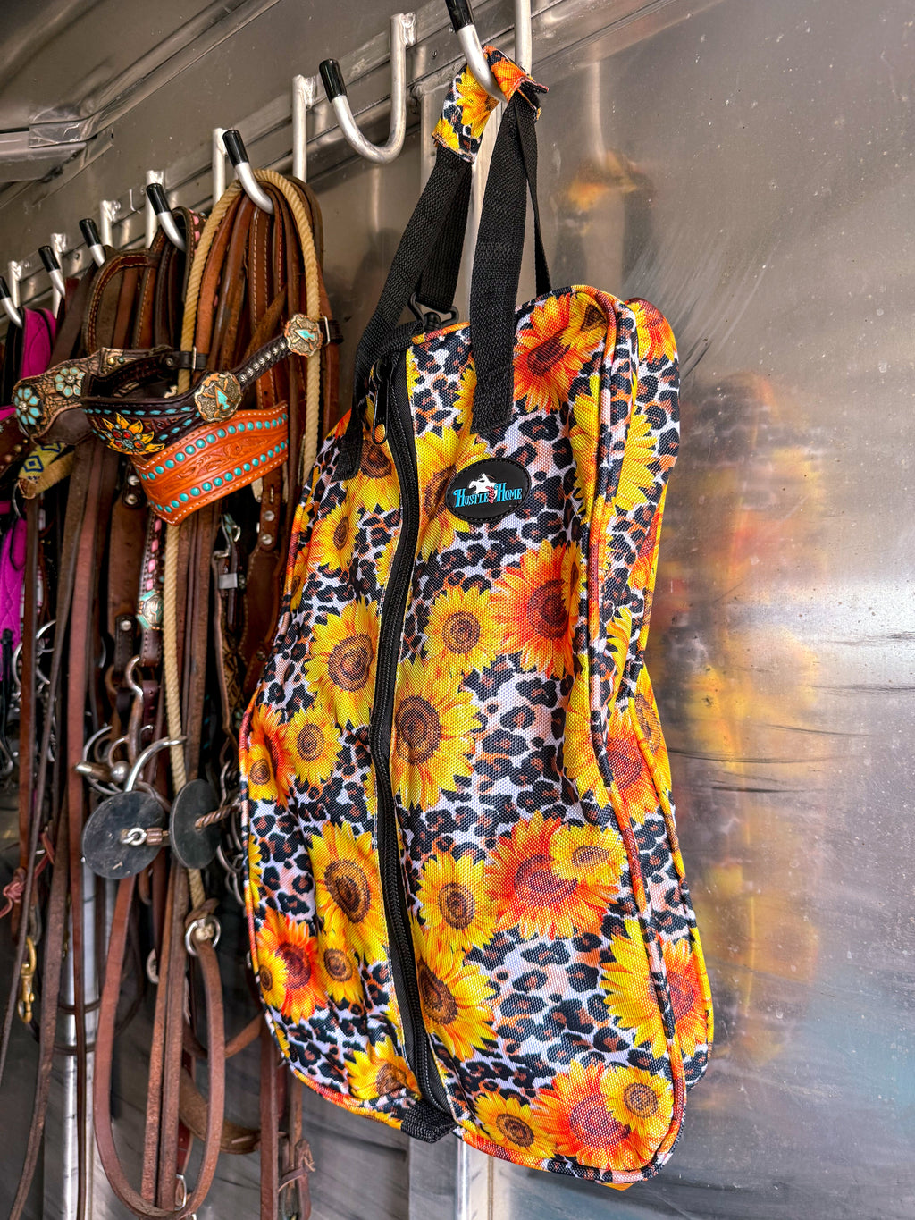 Sunflower on Leopard Luxury Tack Bag