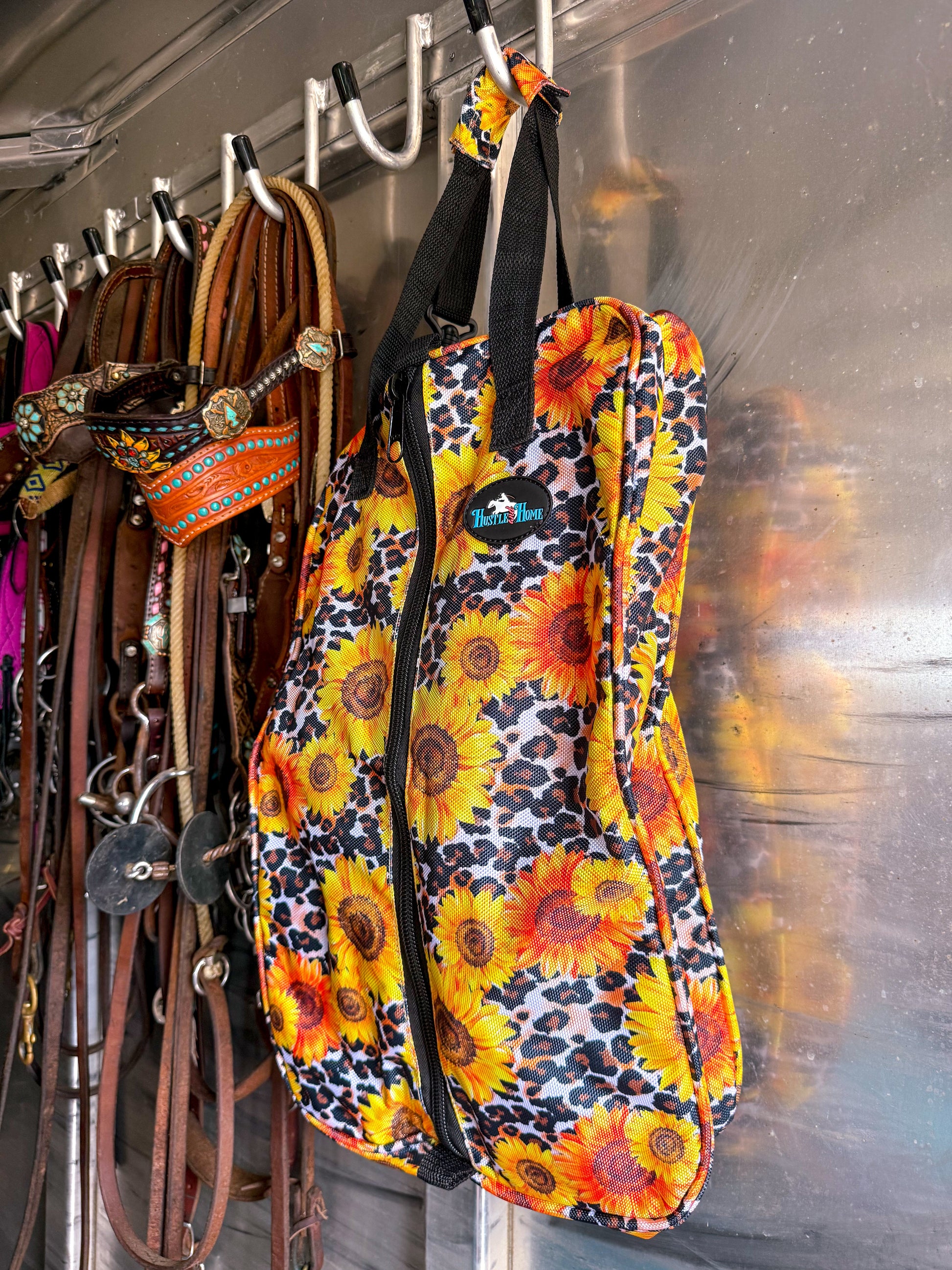 Sunflower on Leopard Luxury Tack Bag