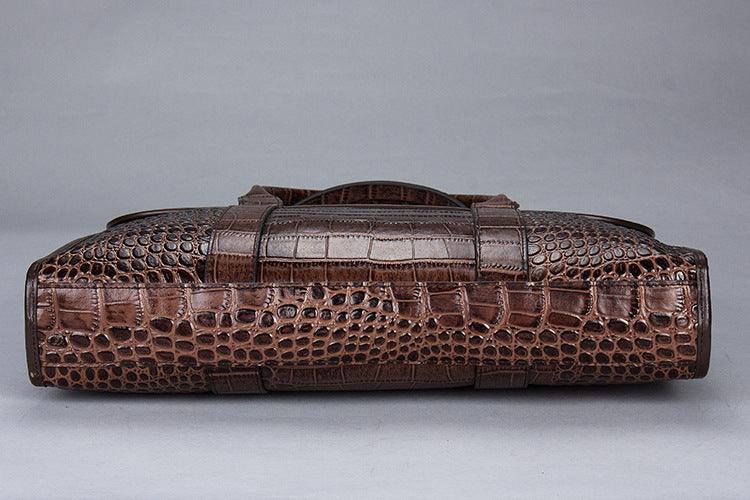 Exotic Croco Leather Laptop Bag - Luxury Genuine Cowhide for Stylish Women