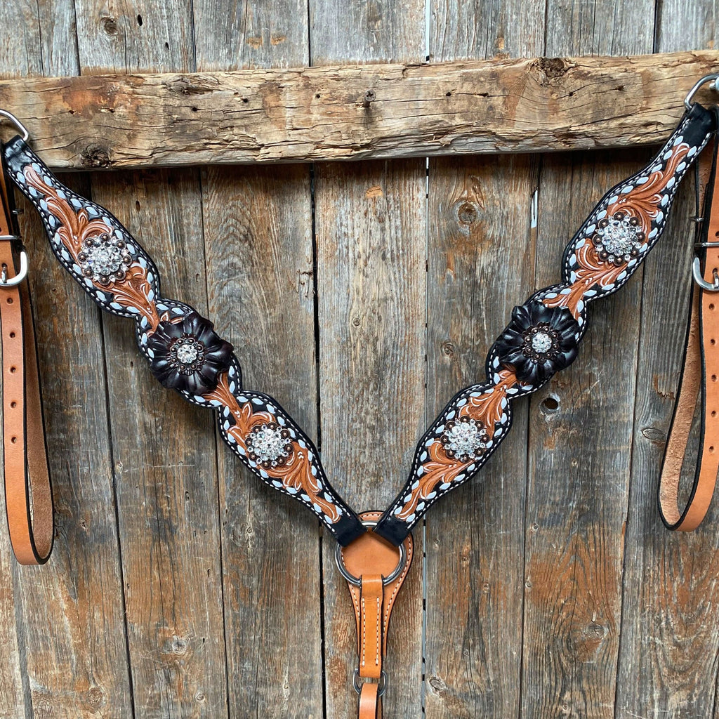 Classic Black and Clear Browband/One Ear Tack Set  #BBBC499