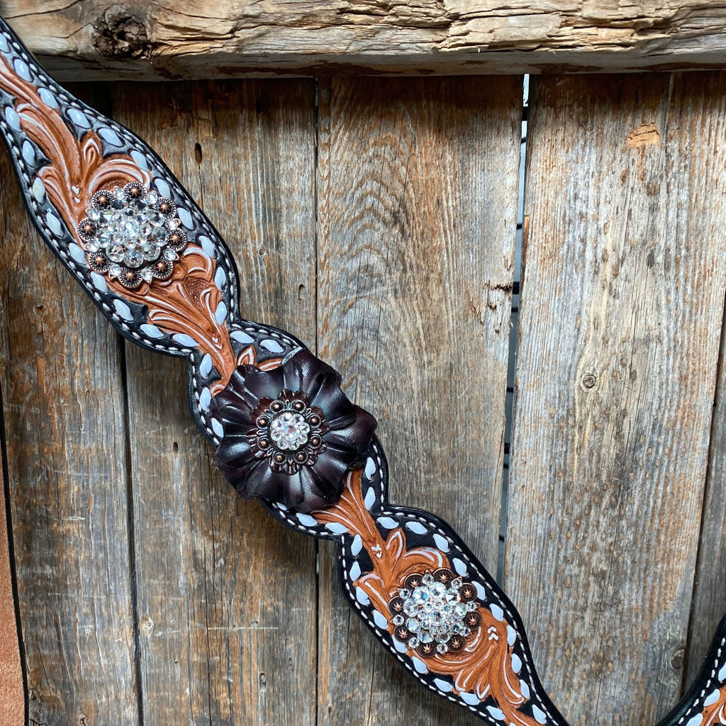 Classic Black and Clear Browband/One Ear Tack Set  #BBBC499