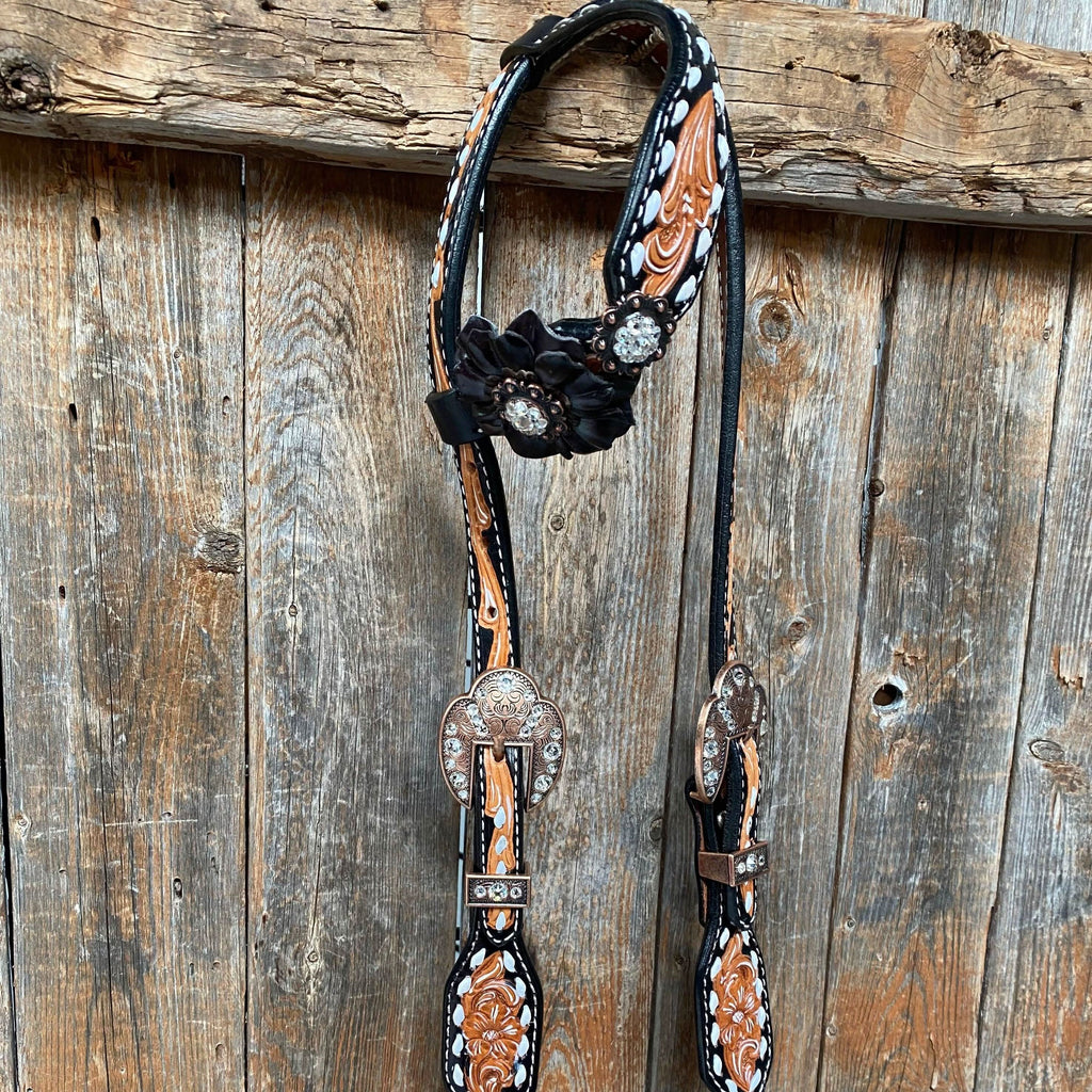 Classic Black and Clear Browband/One Ear Tack Set  #BBBC499