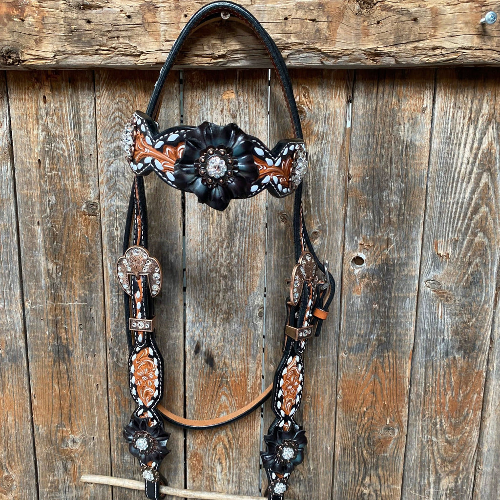 Classic Black and Clear Browband/One Ear Tack Set  #BBBC499