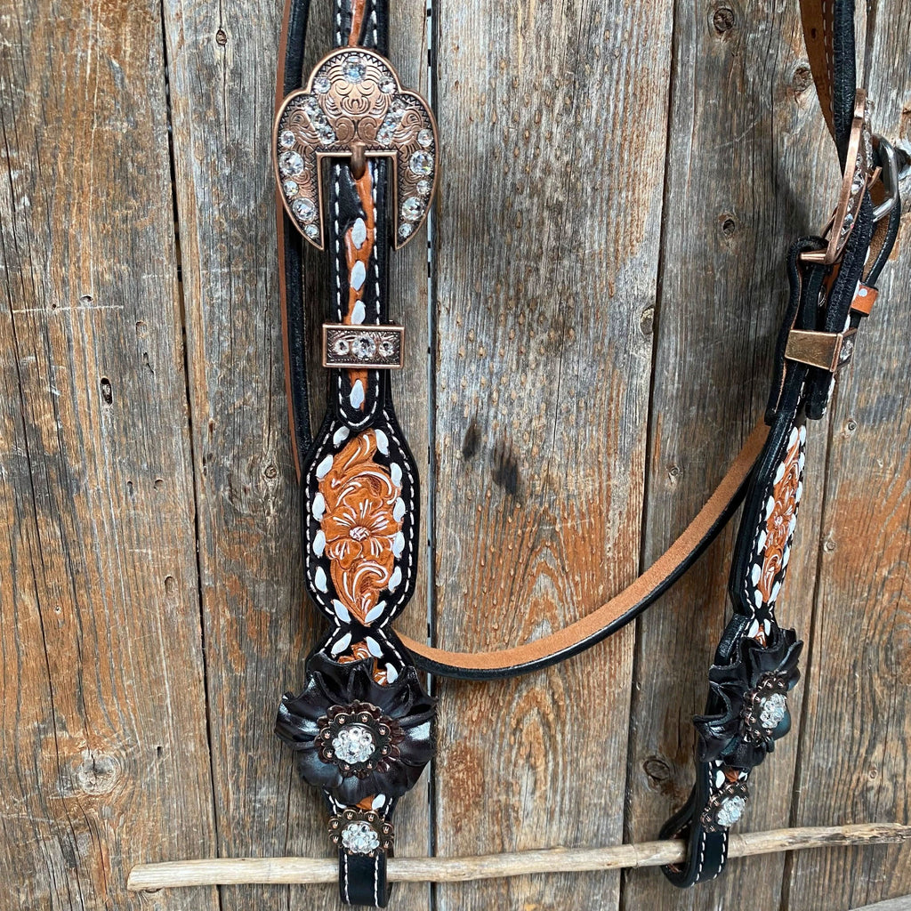 Classic Black and Clear Browband/One Ear Tack Set  #BBBC499