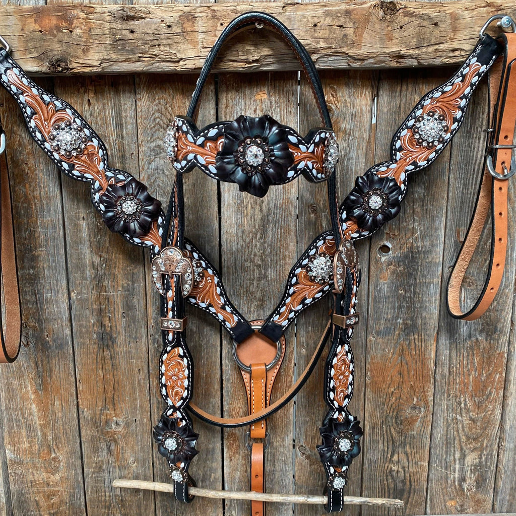 Classic Black and Clear Browband/One Ear Tack Set  #BBBC499
