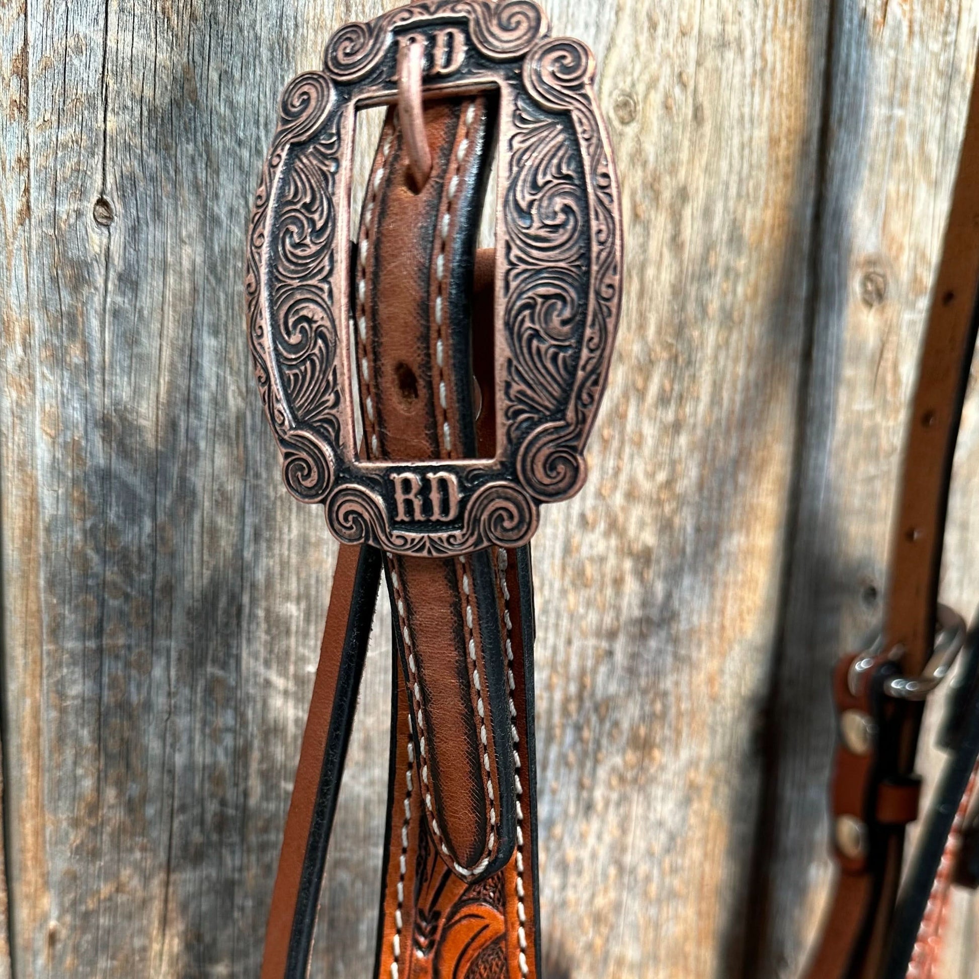 Honey Colored Floral Copper and Turquoise Tack Set  #BBBC529