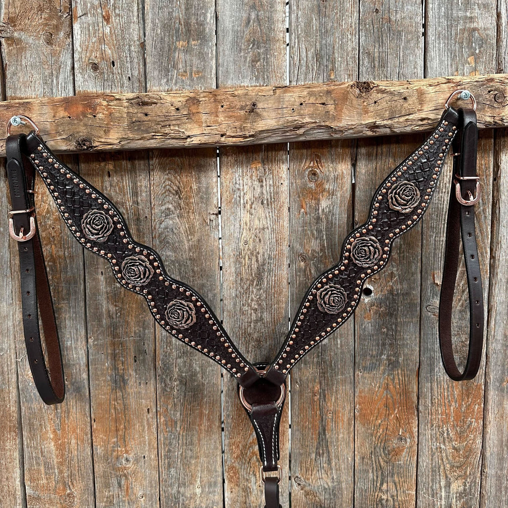 Copper Dot Honeycomb Rose Browband / One Ear Tack Set #BBBC554