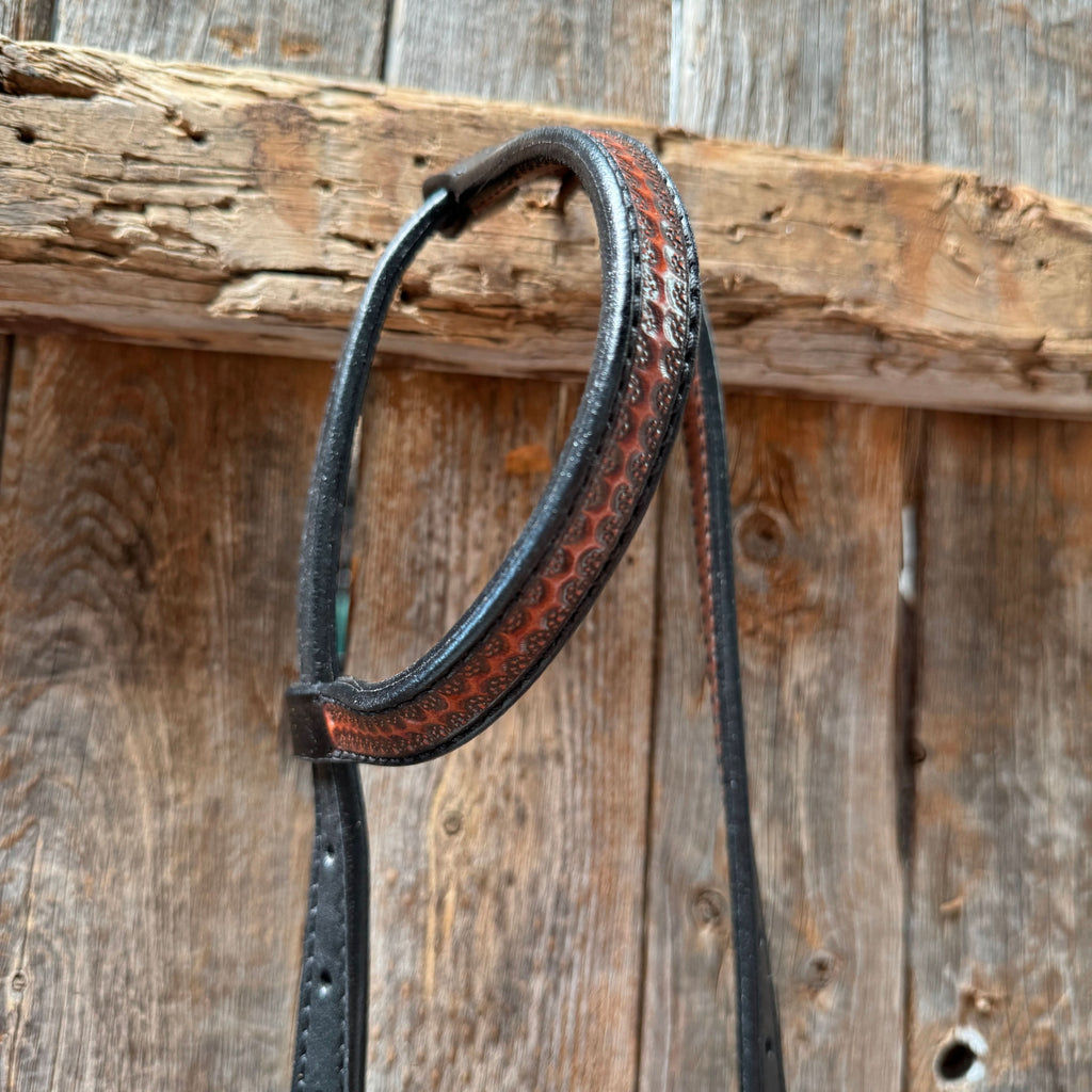 Teal Diamond Turquoise and Clear Browband / One Ear - Breastcollar Tack Set #BBBC644