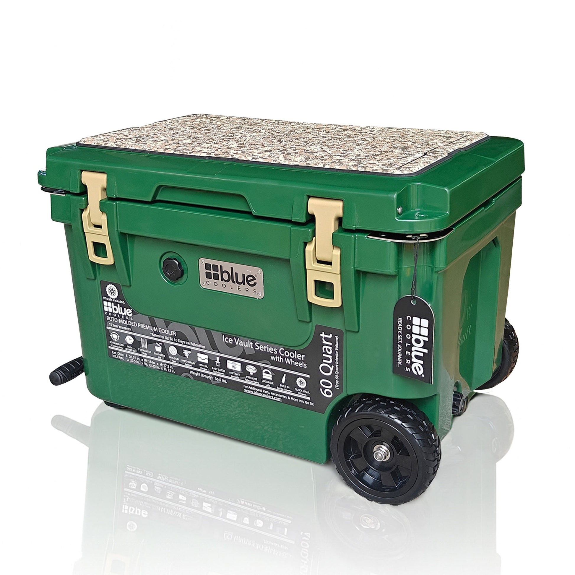 60 Quart Ice Vault Roto-Molded Cooler with Wheels