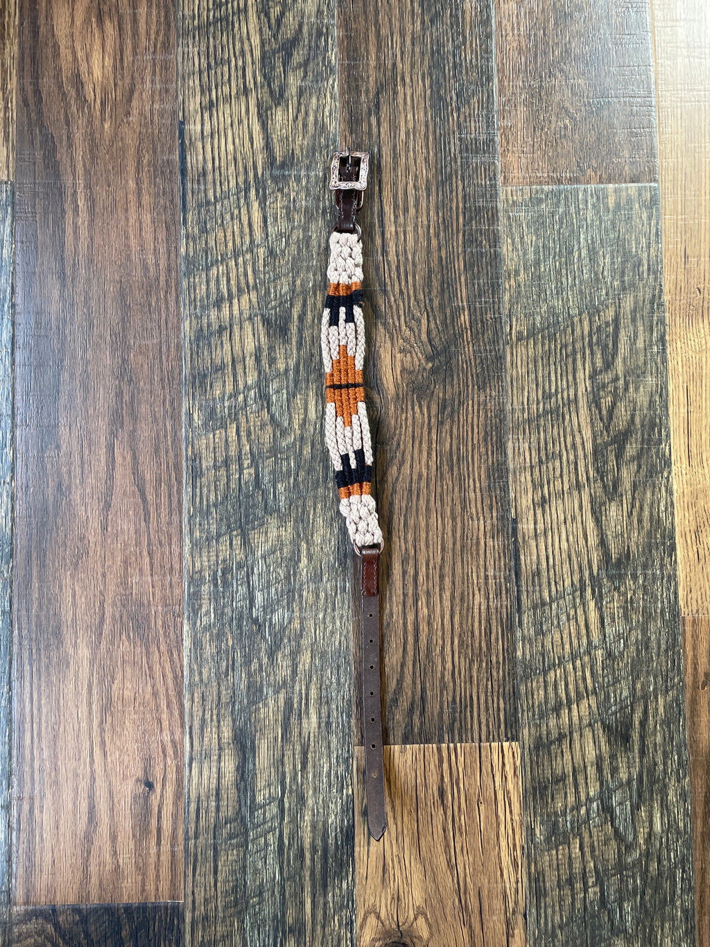 Corded Leather Dog Collar - Tan/Black