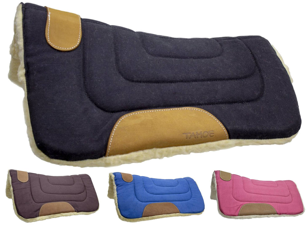 Pony Contour Cut Canvas Western Saddle Pad with Fleece Lining by Tahoe Tack - Size 23" X 23"