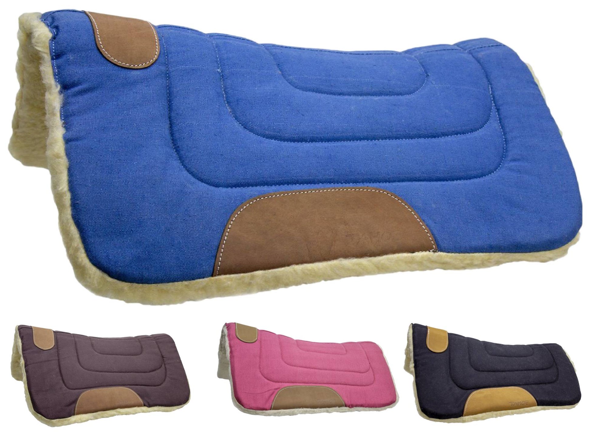Pony Contour Cut Canvas Western Saddle Pad with Fleece Lining by Tahoe Tack - Size 23" X 23"