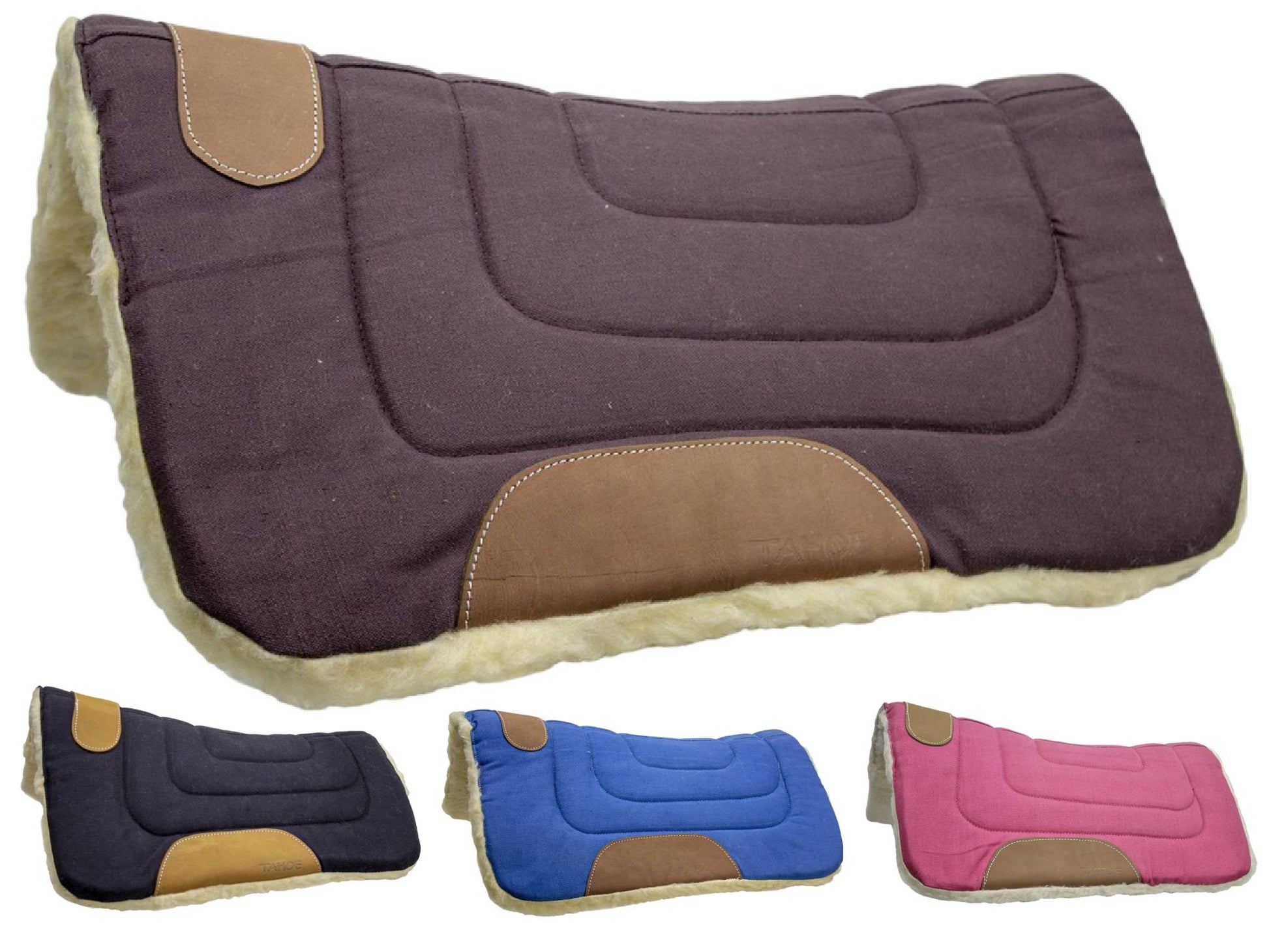 Pony Contour Cut Canvas Western Saddle Pad with Fleece Lining by Tahoe Tack - Size 23" X 23"