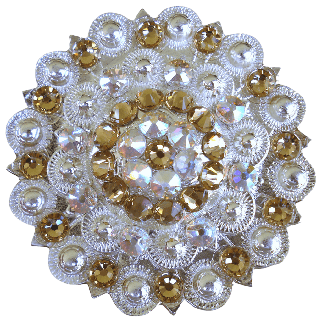 Bright Silver Champagne & AB Crystal Conchos - Sizes from 1"- 3" and Buckles