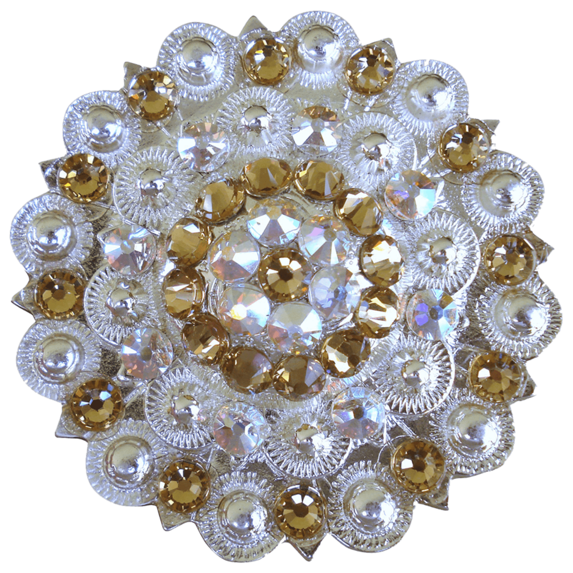 Bright Silver Champagne & AB Crystal Conchos - Sizes from 1"- 3" and Buckles