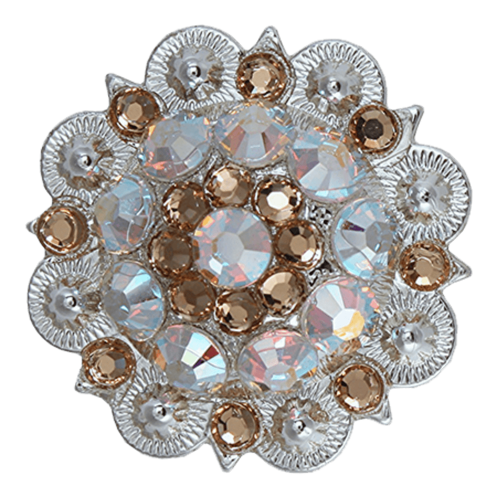 Bright Silver Champagne & AB Crystal Conchos - Sizes from 1"- 3" and Buckles