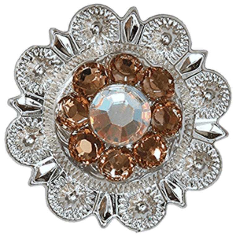 Bright Silver Champagne & AB Crystal Conchos - Sizes from 1"- 3" and Buckles