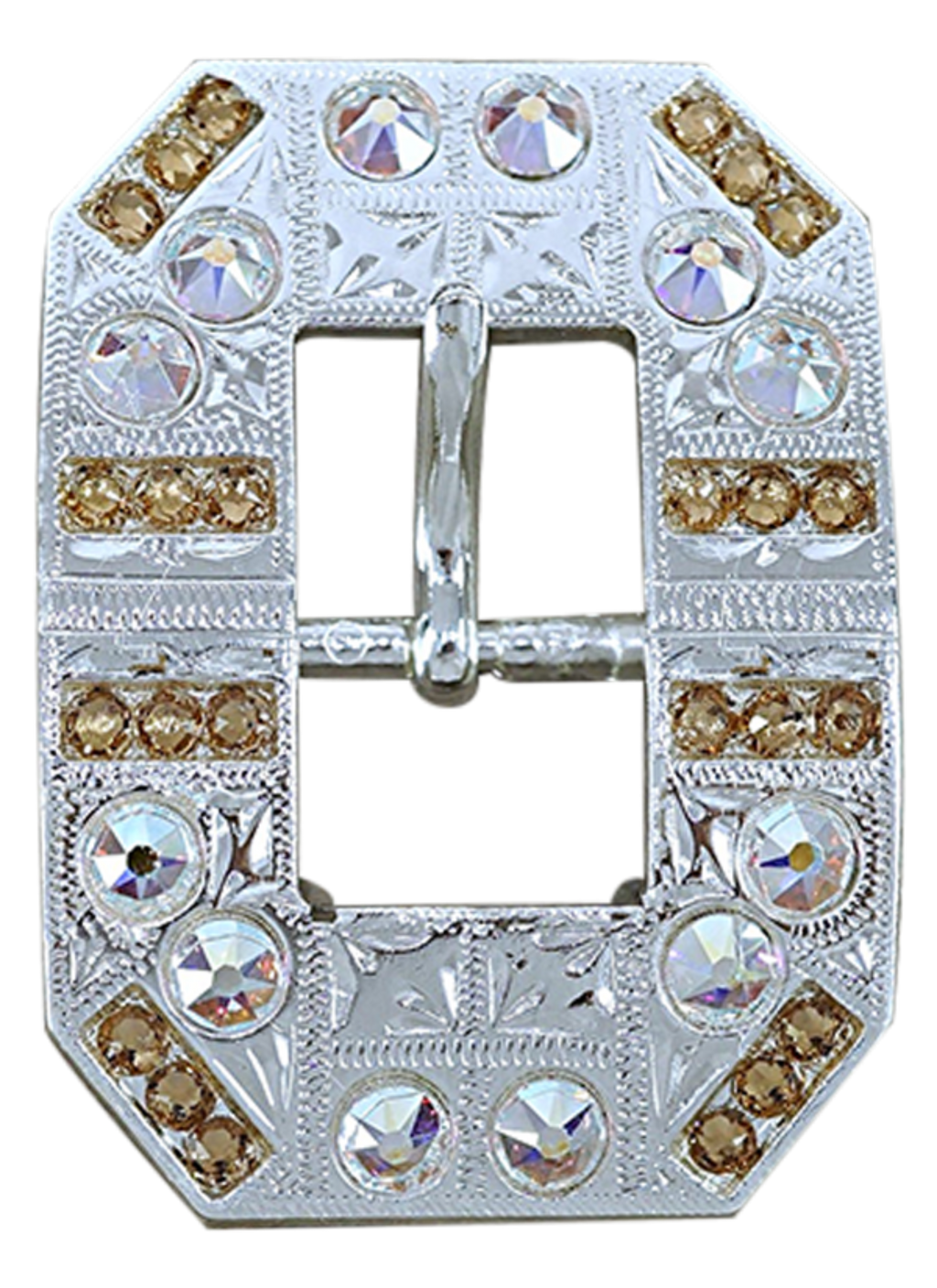 Bright Silver Champagne & AB Crystal Conchos - Sizes from 1"- 3" and Buckles