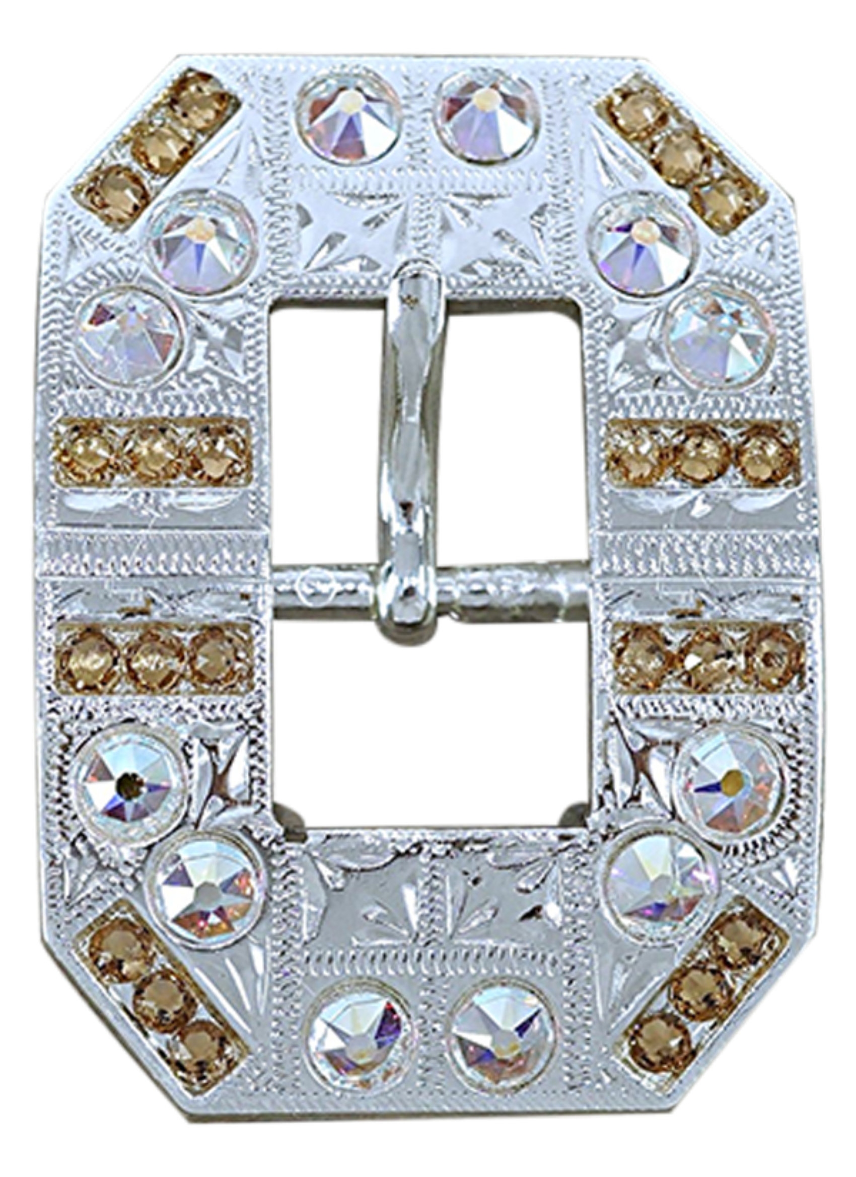 Bright Silver Champagne & AB Crystal Conchos - Sizes from 1"- 3" and Buckles