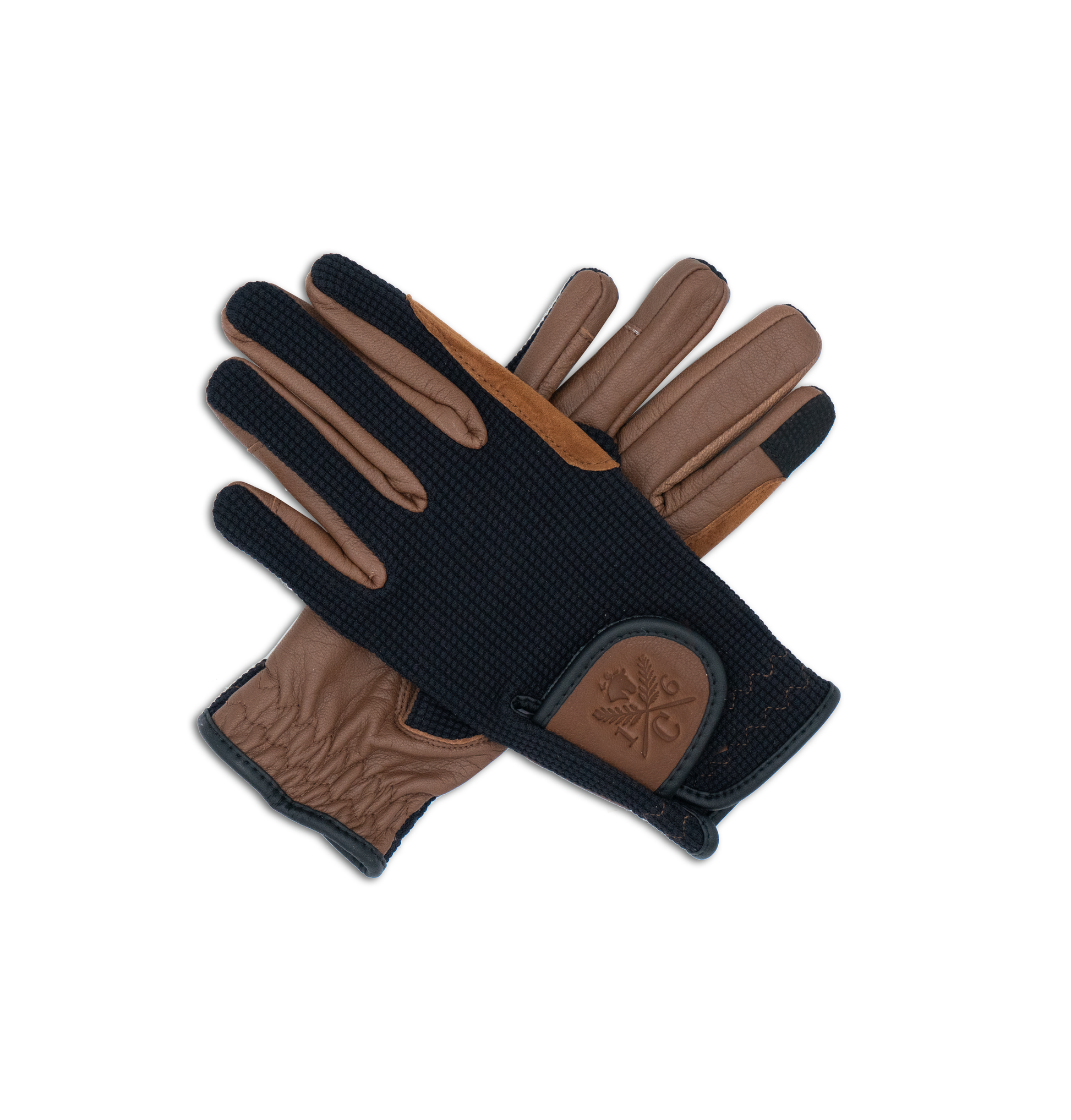 Classic Riding Gloves, Black & Cognac