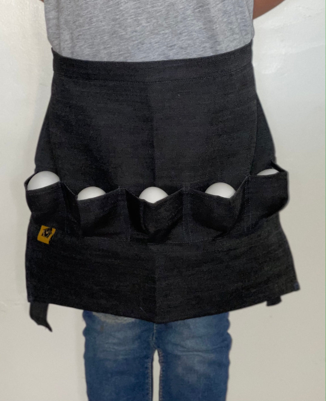 Egg Waist Apron Black Heavy Denim