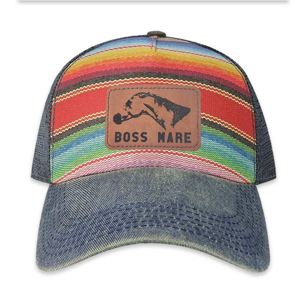 The Boss Mare Logo Leather Patch Hat - Serape